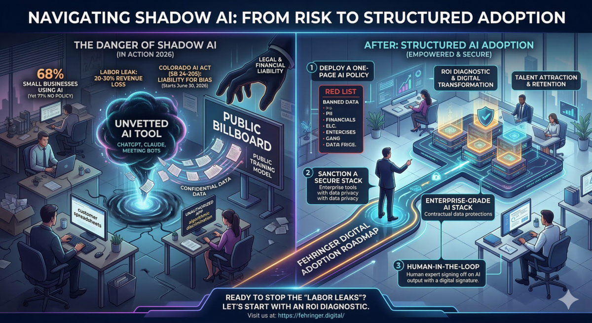 Shadow AI Risk Infographic — unauthorized AI usage in the enterprise